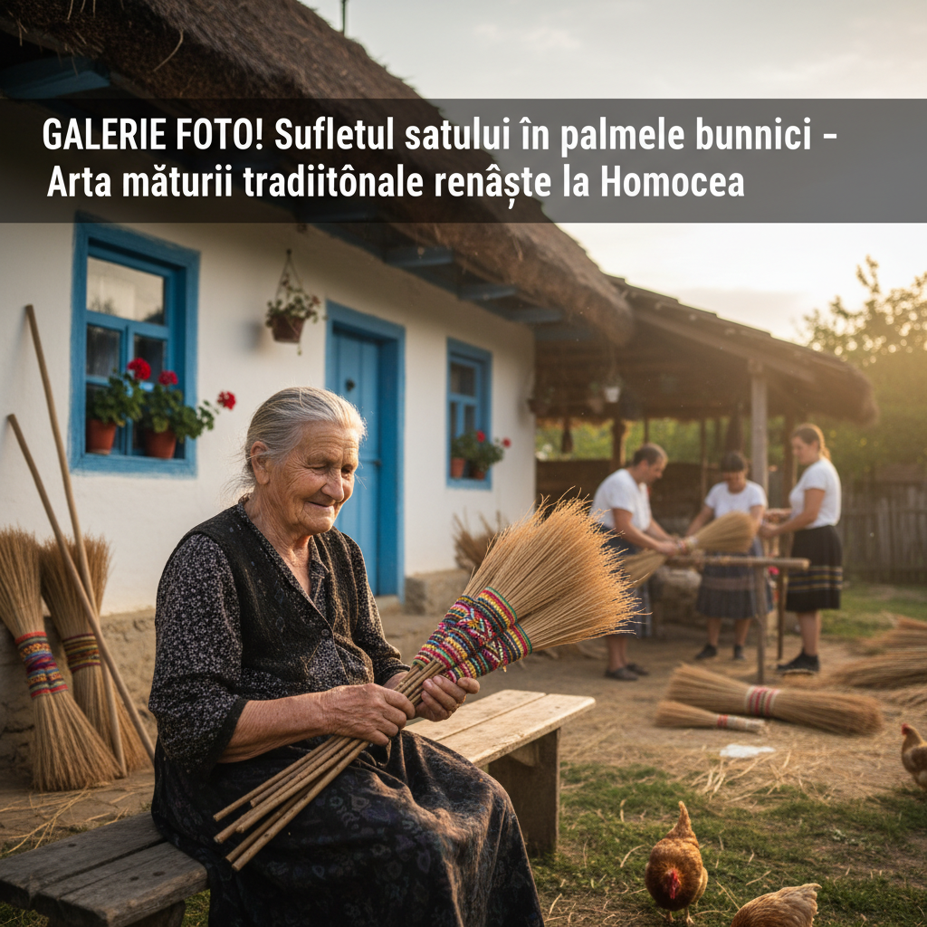Arta măturii tradiționale revine în satul Homocea, prin mâinile bunicii