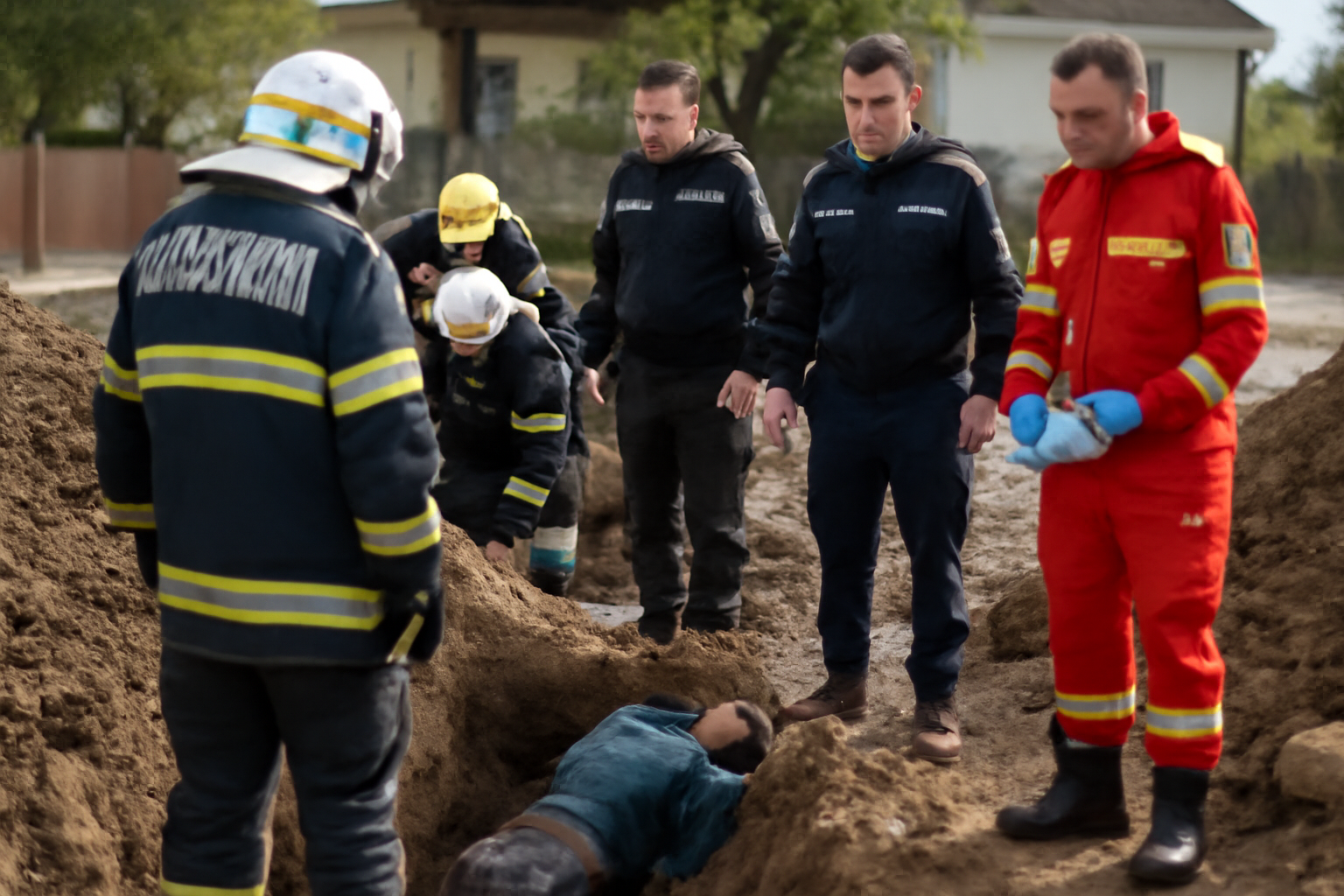 Bărbat găsit mort, prins sub un mal de pământ în timpul lucrărilor la canalizare