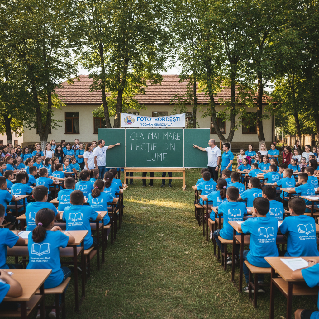FOTO! Cea mai mare lecție din lume, organizată la școala din Bordești