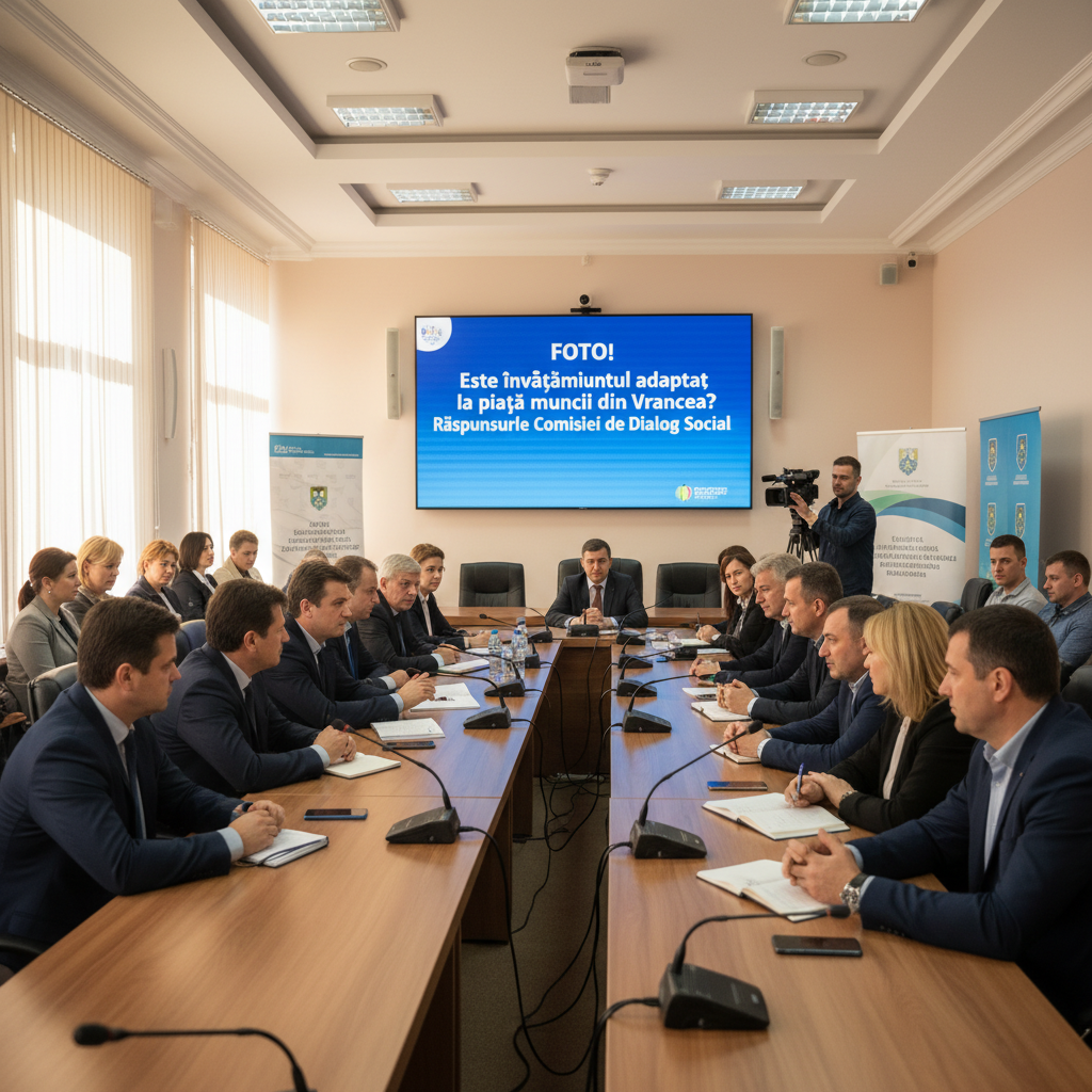 FOTO! Cum se adaptează învățământul din Vrancea la cerințele pieței muncii? Răspunsurile Comisiei de Dialog Social