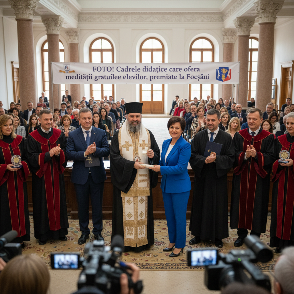 FOTO! Profesorii din Focșani care oferă meditații gratuite elevilor, premiați de Înaltpreasfințitul Părinte Ciprian