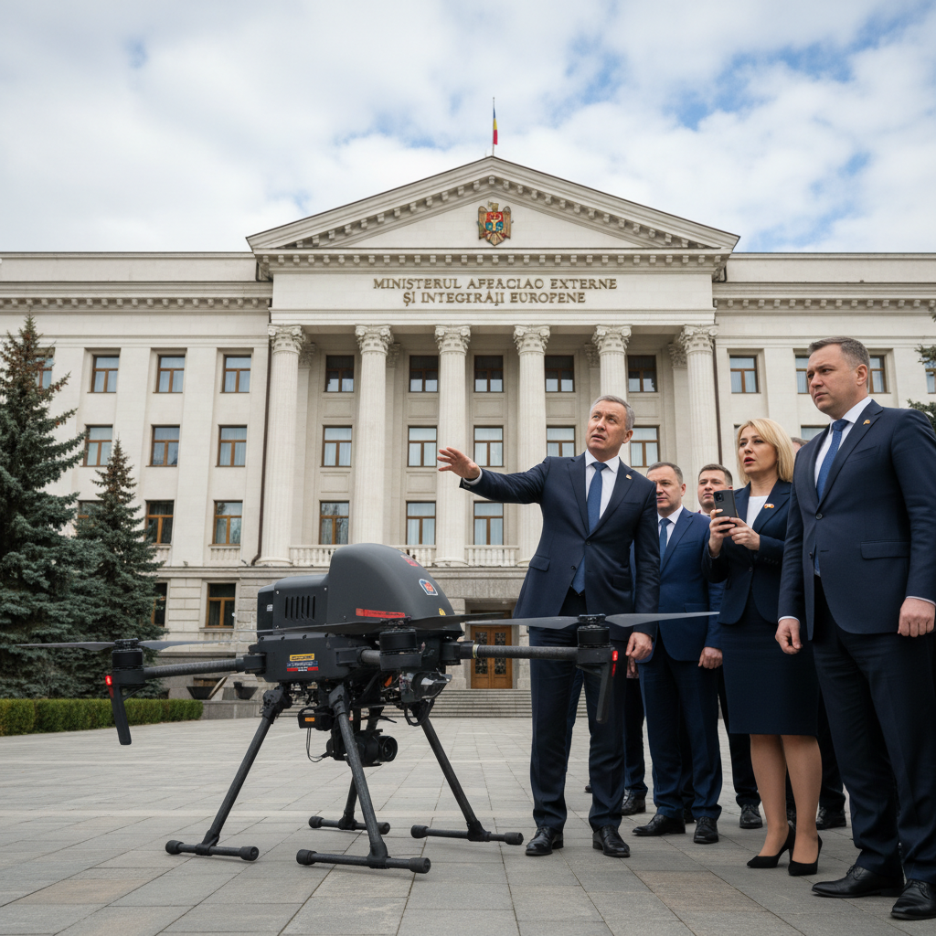 VIDEO! Ambasadorul Rusiei, întâmpinat cu o dronă rusească la MAE din Moldova