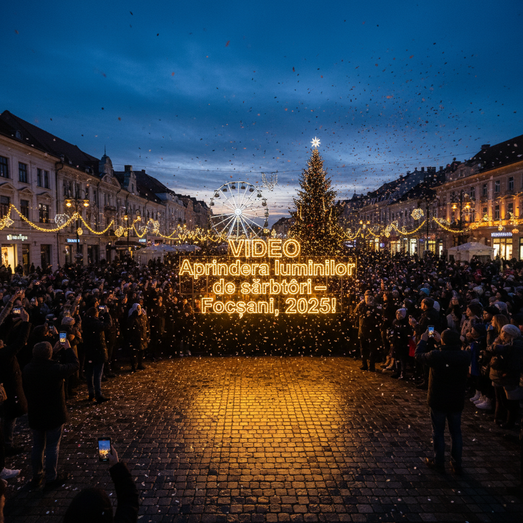 VIDEO Aprinderea luminilor de sărbători 2025 în Focșani – Eveniment local special